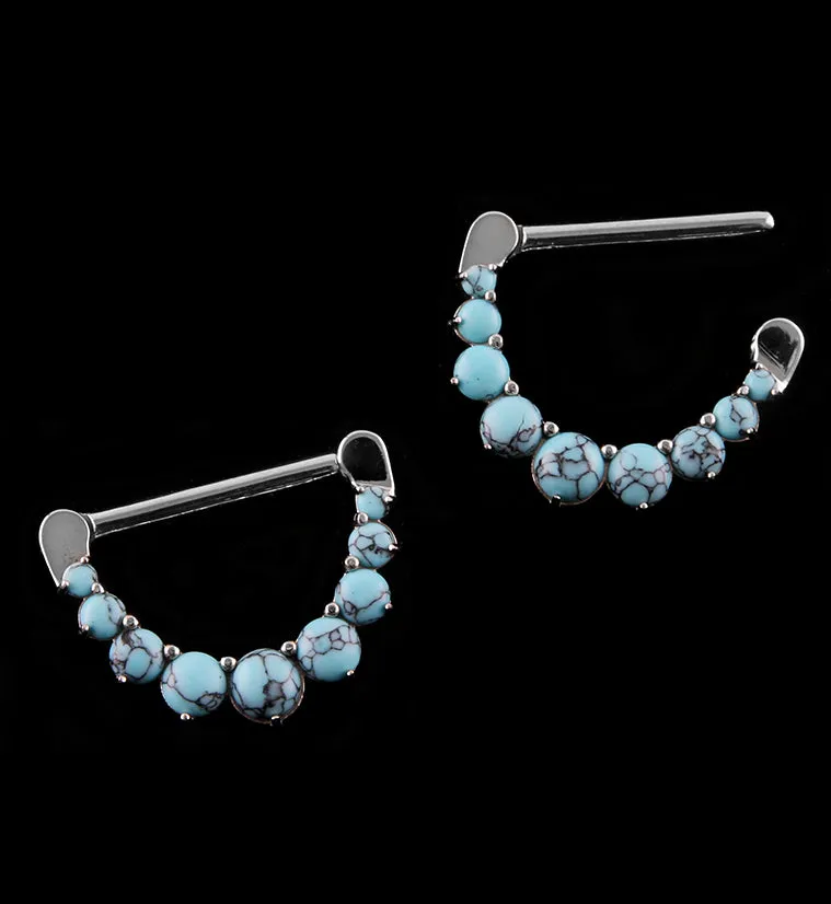 14G Turquoise Howlite Stone Nipple Clicker