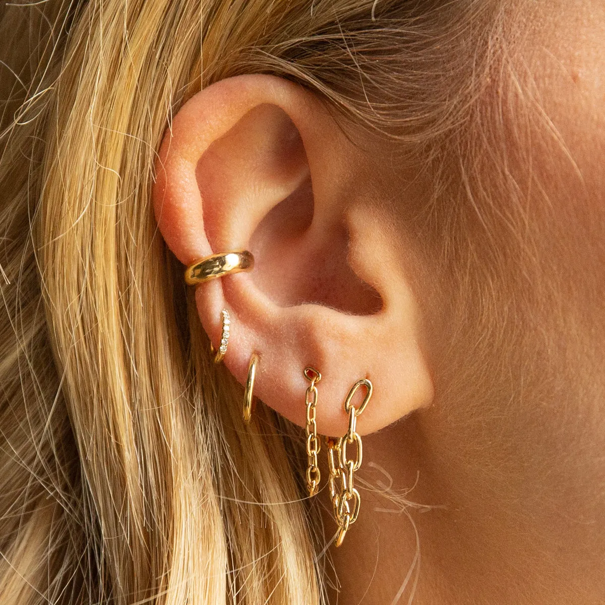 14k Gold Hinge Huggie Hoops