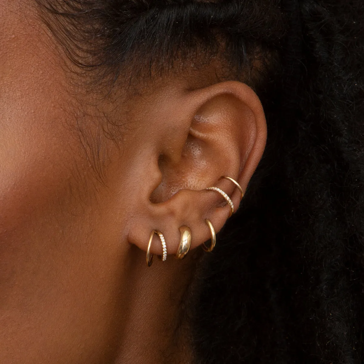 14k Gold Hinge Huggie Hoops