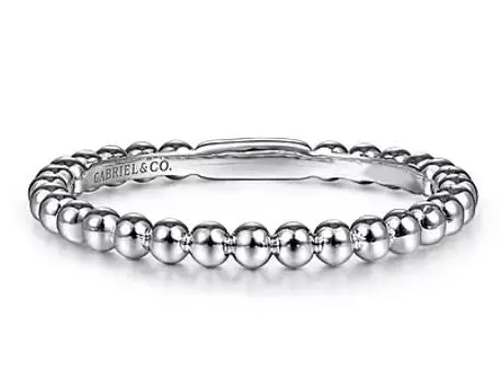 14K White Gold Beaded Ball Stackable Wedding Band