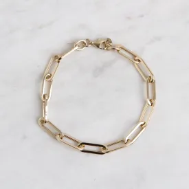 14k Yellow Gold Large Paperclip Chain Bracelet