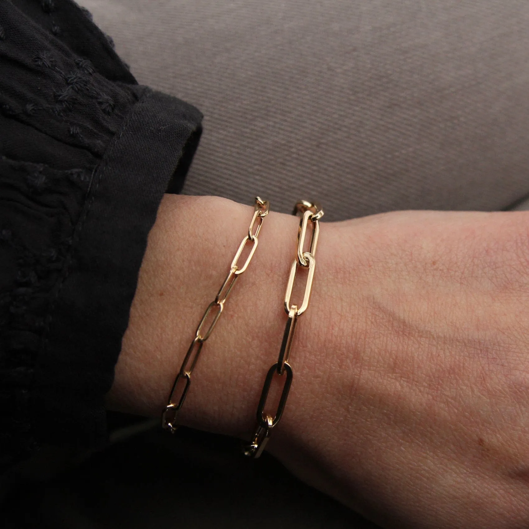 14k Yellow Gold Large Paperclip Chain Bracelet