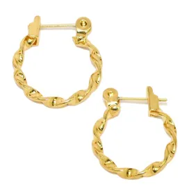 18K Gold Post Rope Hoop Earrings