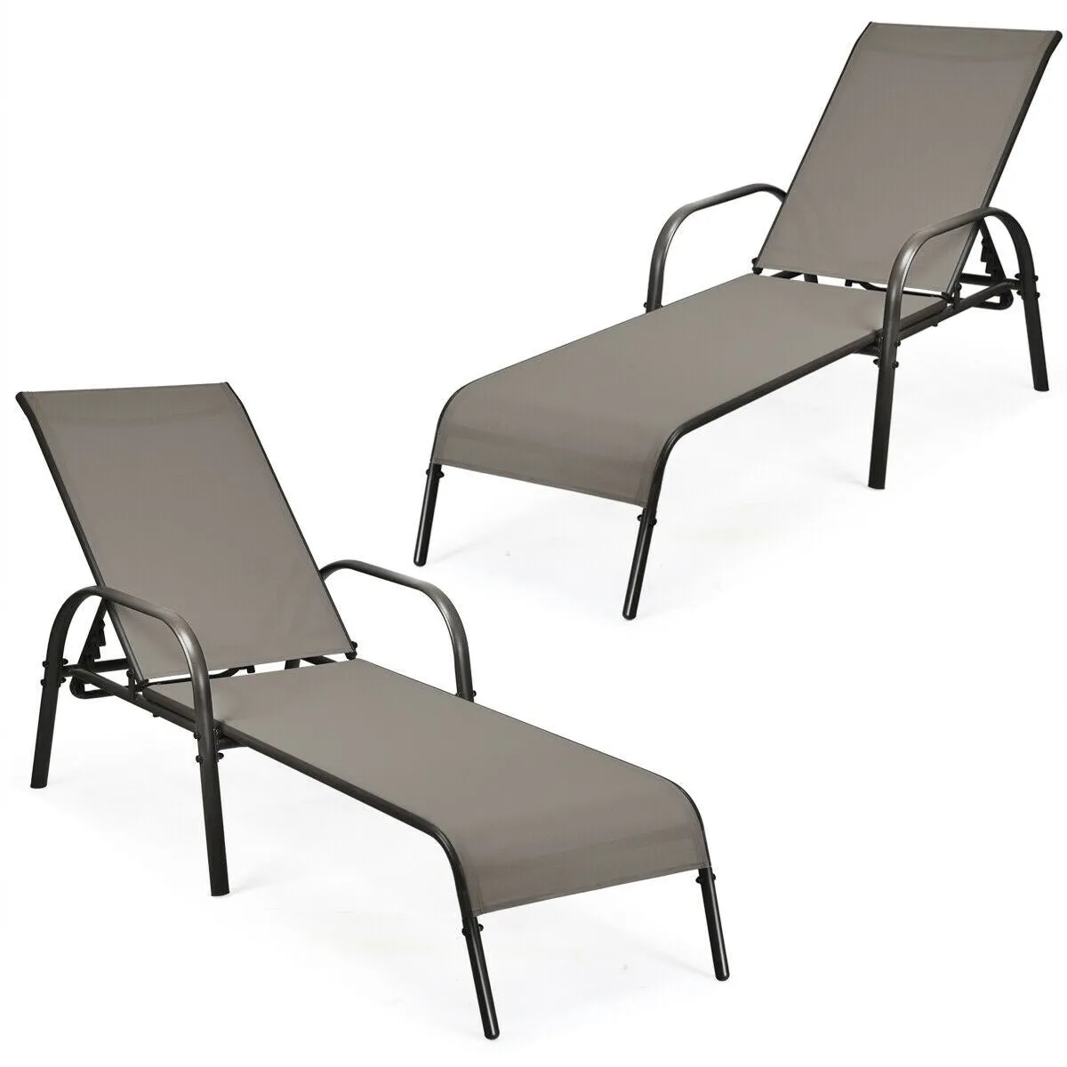 2pc Outdoor Patio Lounge Chair - Brown