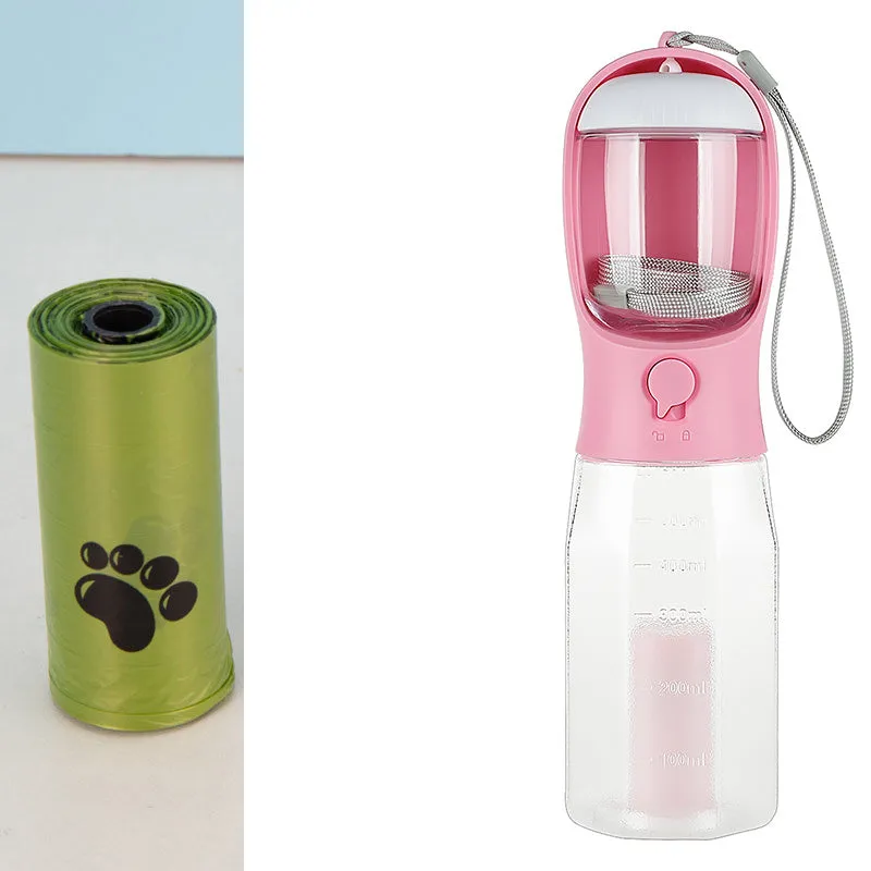 3-in-1 Portable Pet Water Bottle, Food Feeder, and Poop Dispenser - Leak-Proof Multifunctional Dog Water Bottle