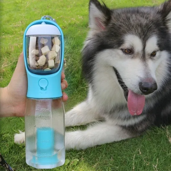 3-in-1 Portable Pet Water Bottle, Food Feeder, and Poop Dispenser - Leak-Proof Multifunctional Dog Water Bottle