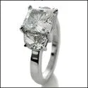 3 Stone 1.5 Princess Half Moons Cubic Zirconia 14K White Gold Ring