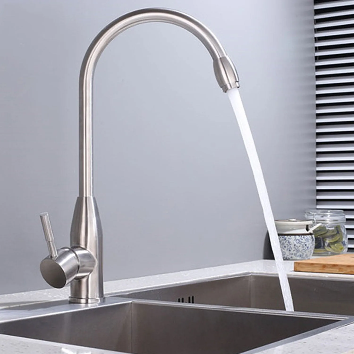 360° Rotatable Brushed Nickel Kitchen Tap