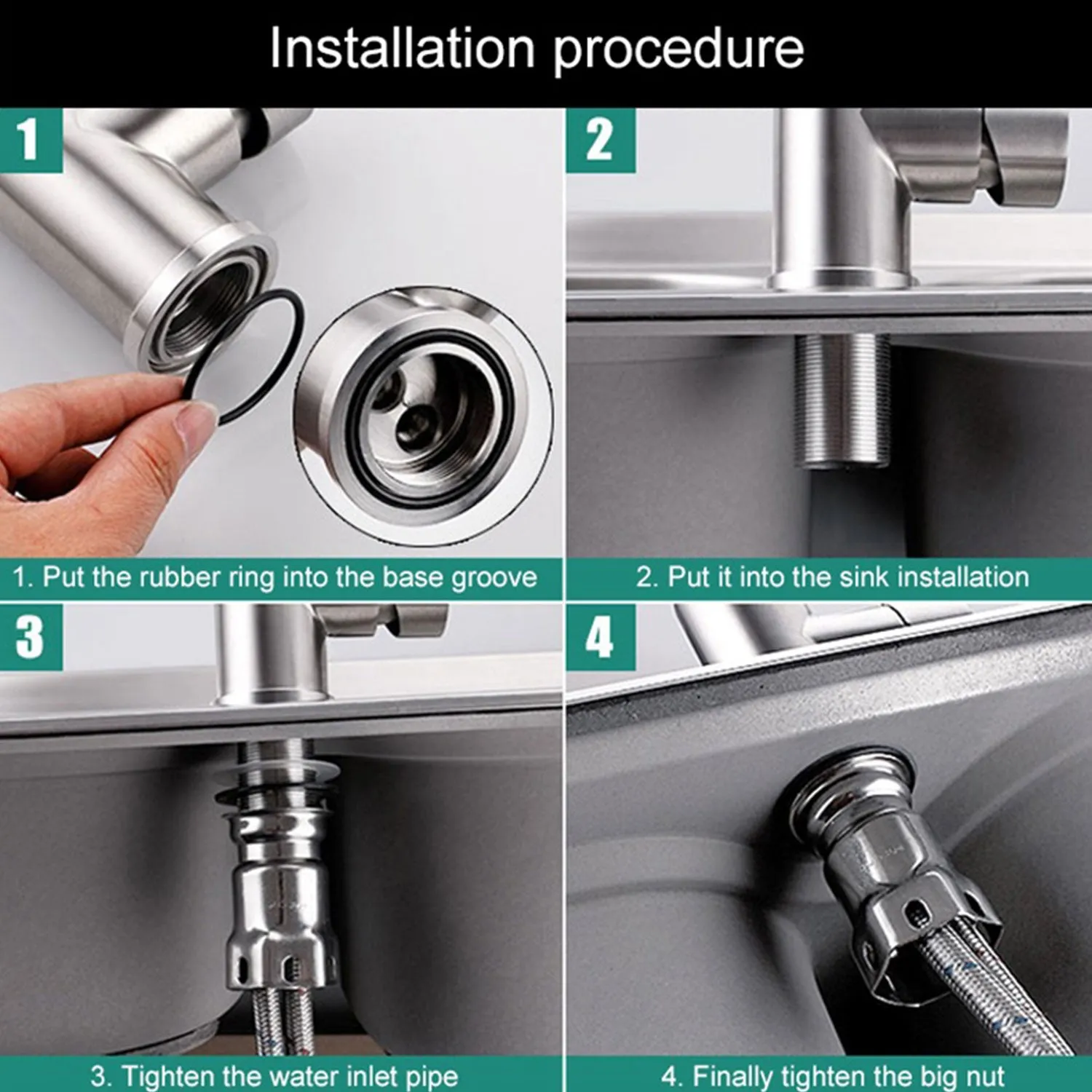 360° Rotatable Brushed Nickel Kitchen Tap