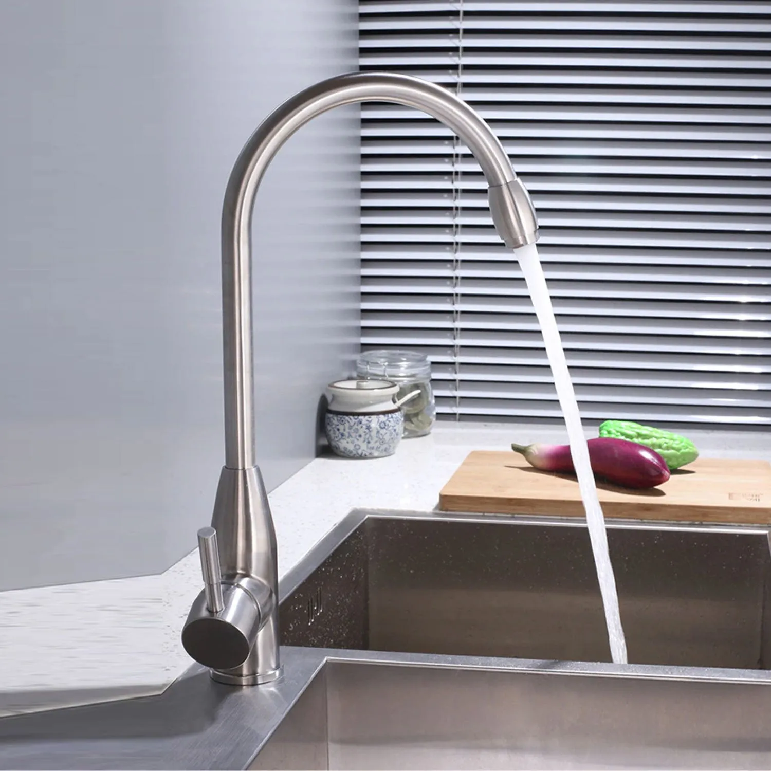 360° Rotatable Brushed Nickel Kitchen Tap