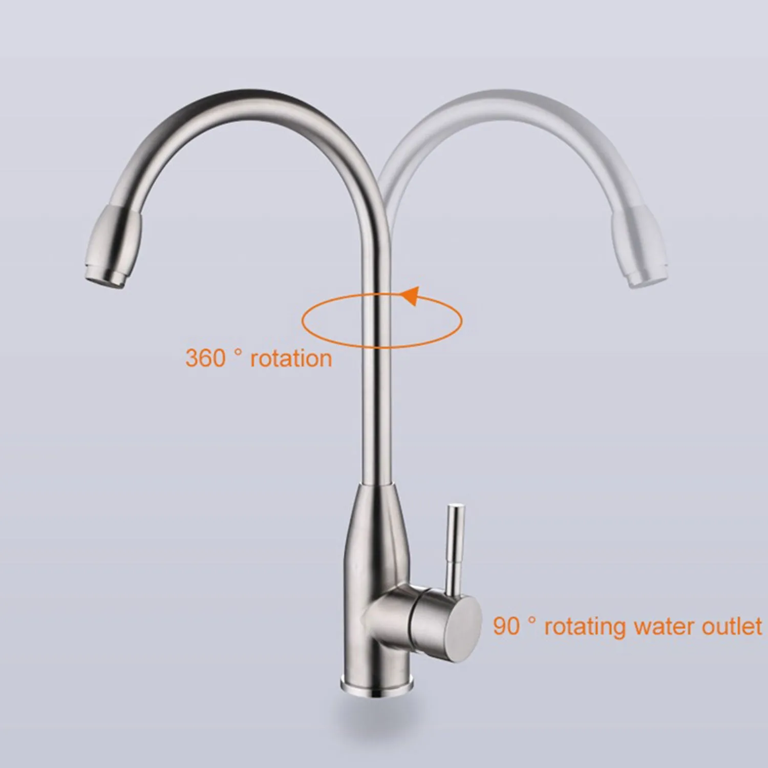 360° Rotatable Brushed Nickel Kitchen Tap