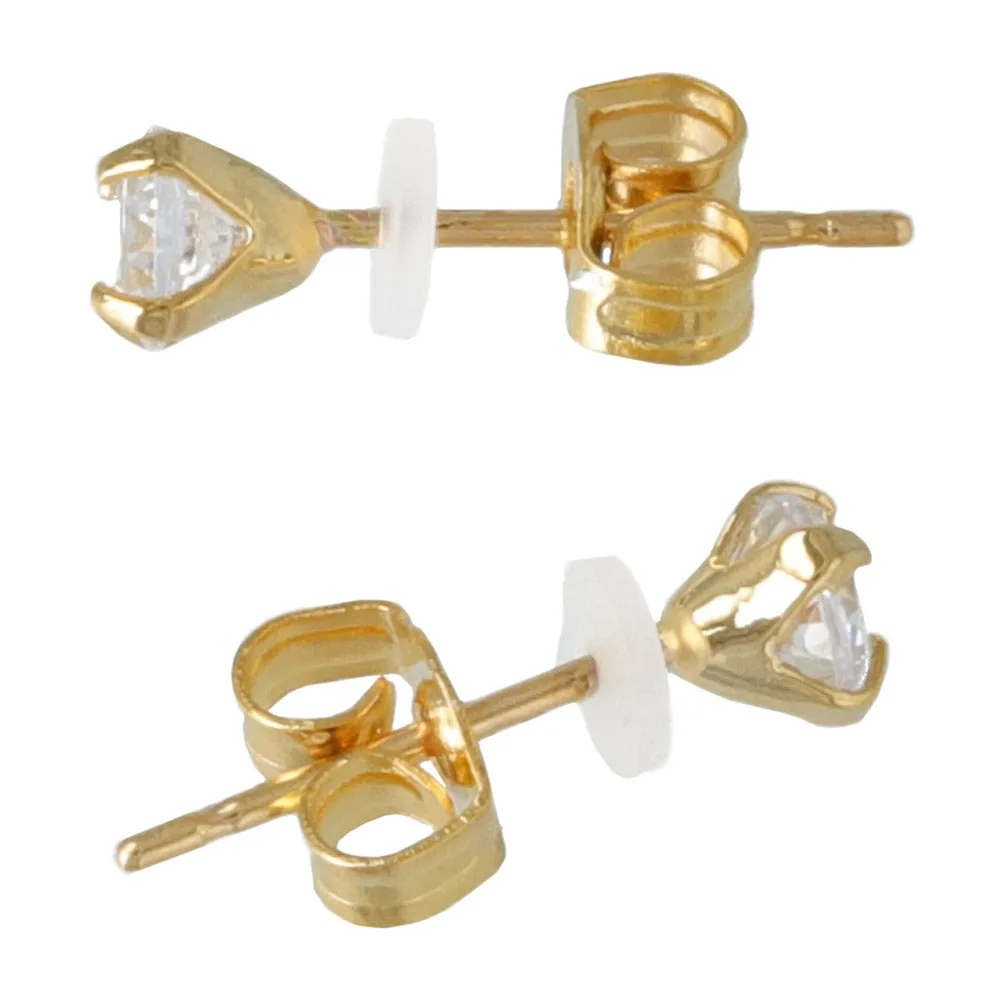 3mm CZ 18K Gold Post Studs