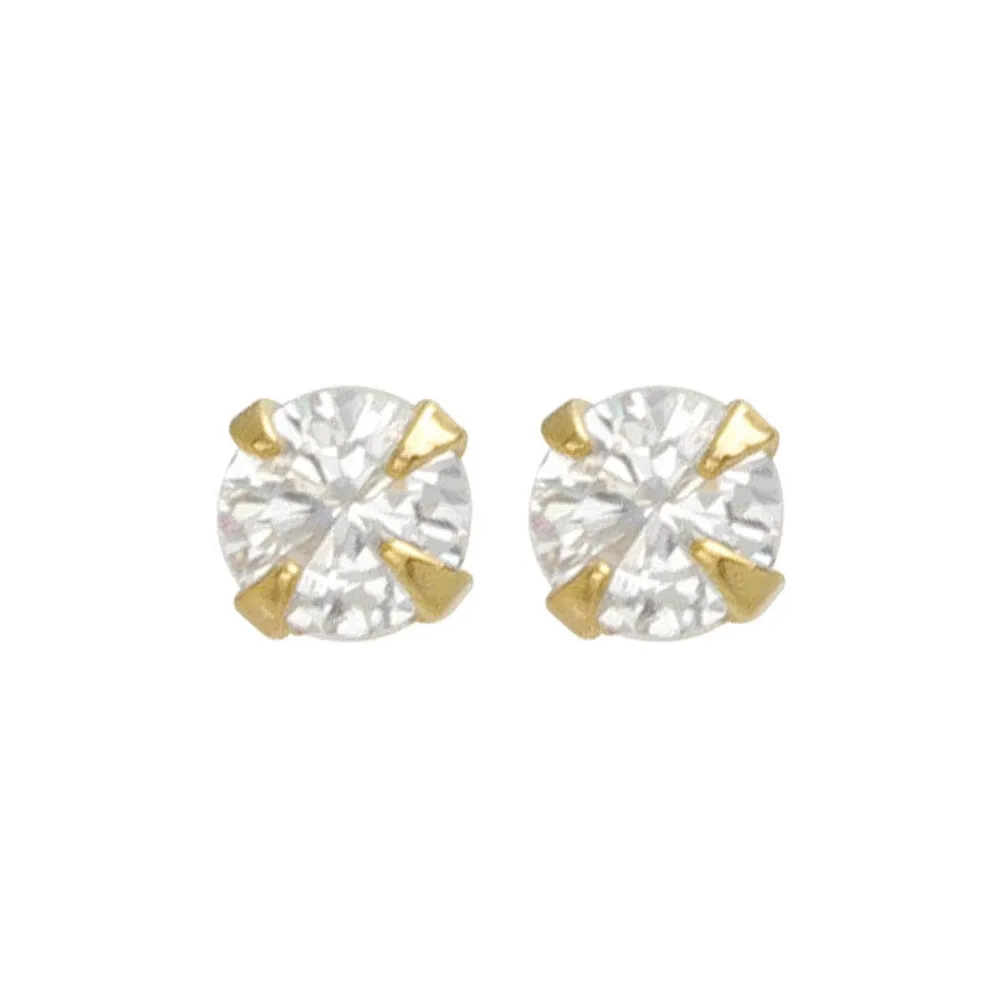 3mm CZ 18K Gold Post Studs