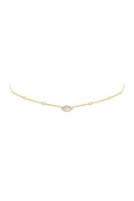 5 Diamond Angel Eye Choker Necklace