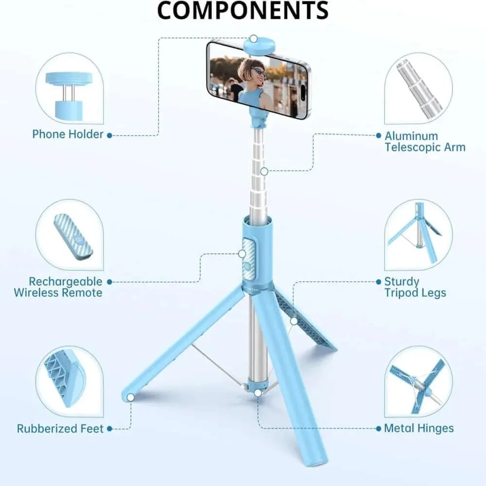 55 Inch Selfie Stick Tripod, All-in-one Extendable Aluminum Phone Tripod