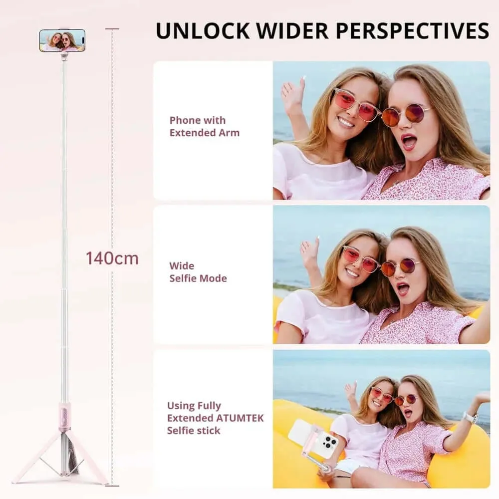 55 Inch Selfie Stick Tripod, All-in-one Extendable Aluminum Phone Tripod