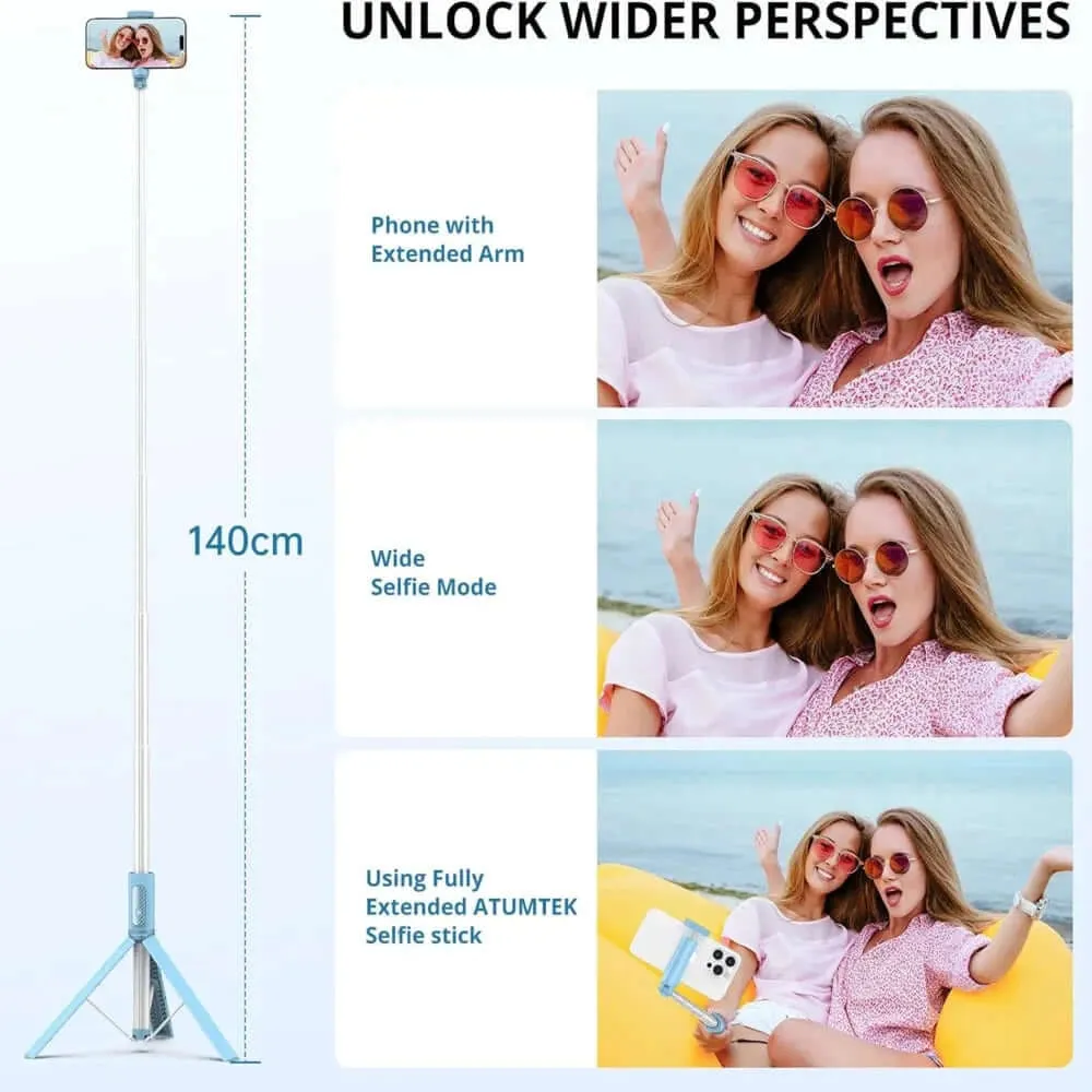 55 Inch Selfie Stick Tripod, All-in-one Extendable Aluminum Phone Tripod