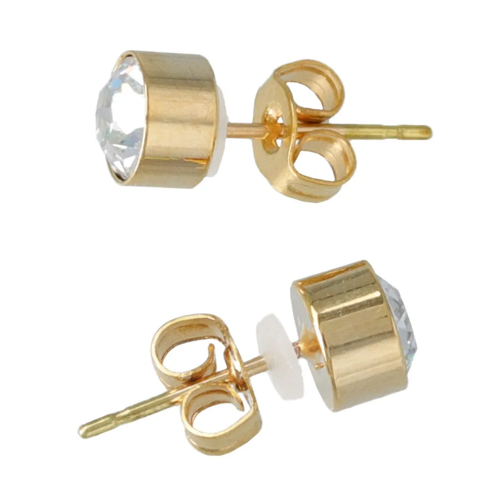 5mm Stone 18K Gold Post Studs