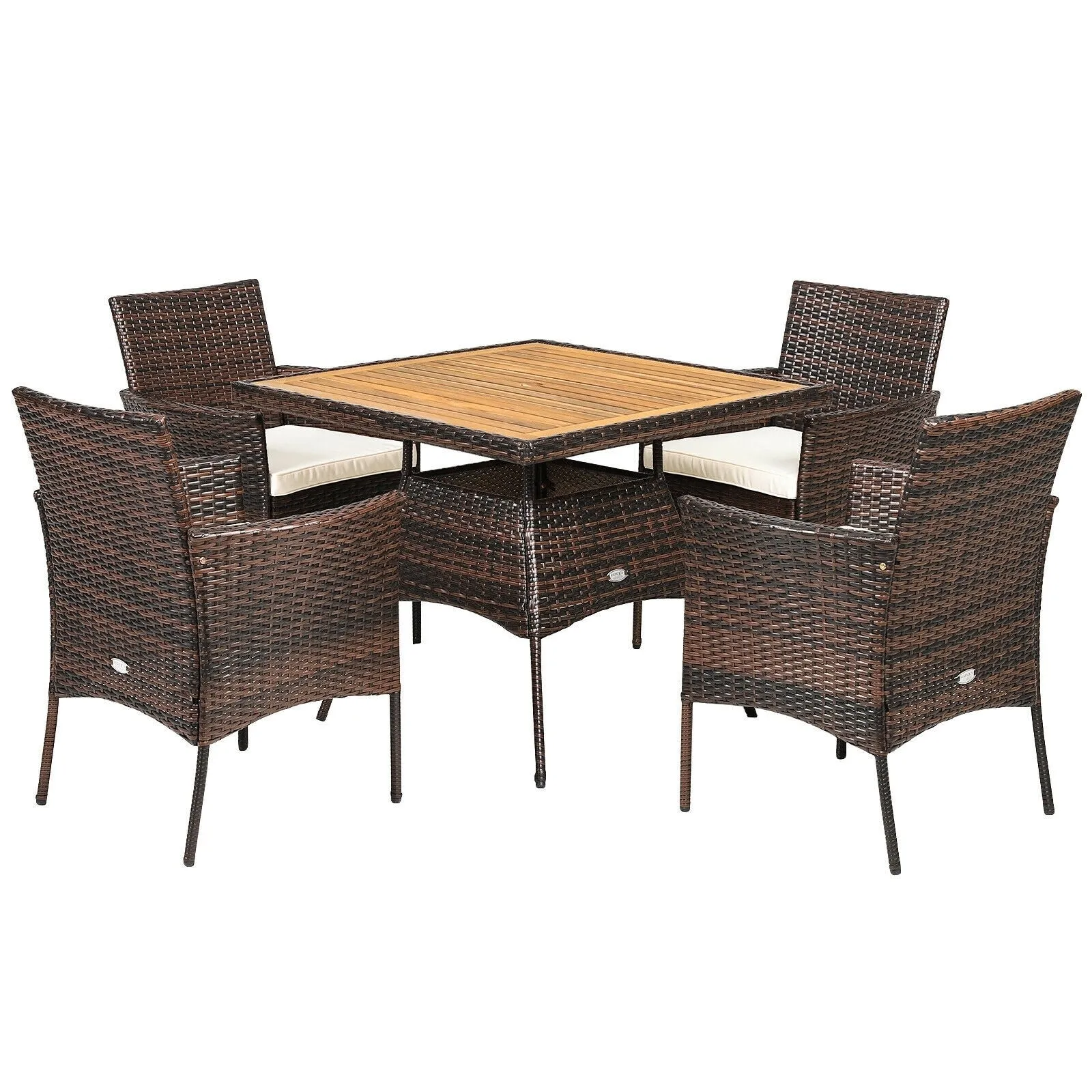 5pc Patio Rattan Dining Furniture Set - Off White