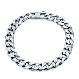 925 Sterling Gun Metal Plated Curb 9mm Bracelet - BSB0005