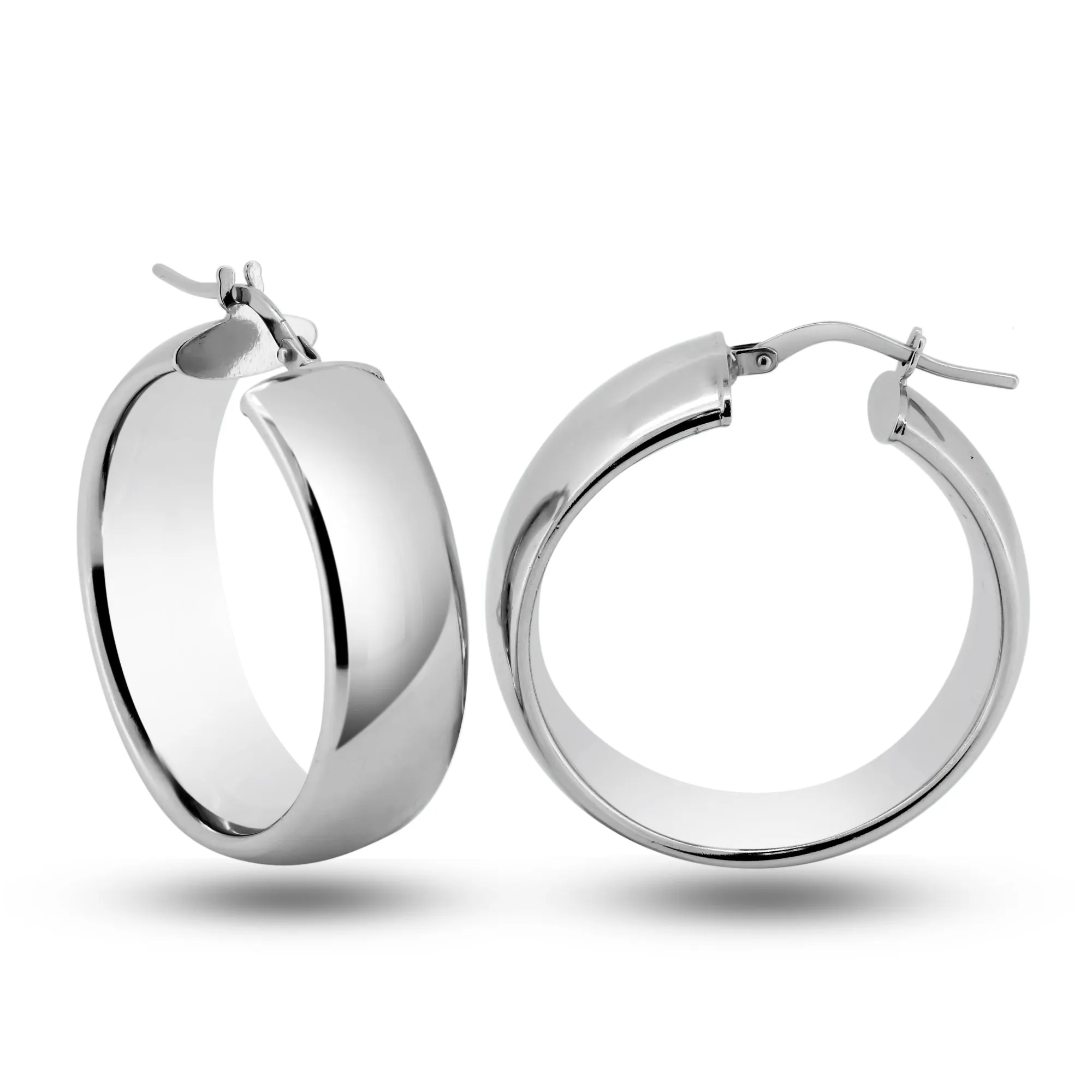 925 Sterling Silver High Polished Sterling Silver 9mm Hoop Earrings - ARE00035RH