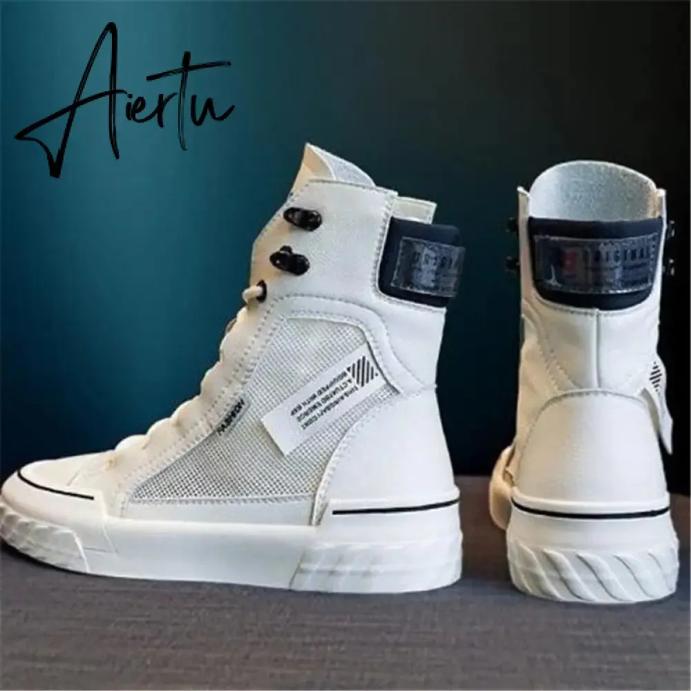 Aiertu Platform Women's Sneakers New Spring Canvas Lace-Up Vulcanized Shoes Summer Breathable White Casual Women Shoes