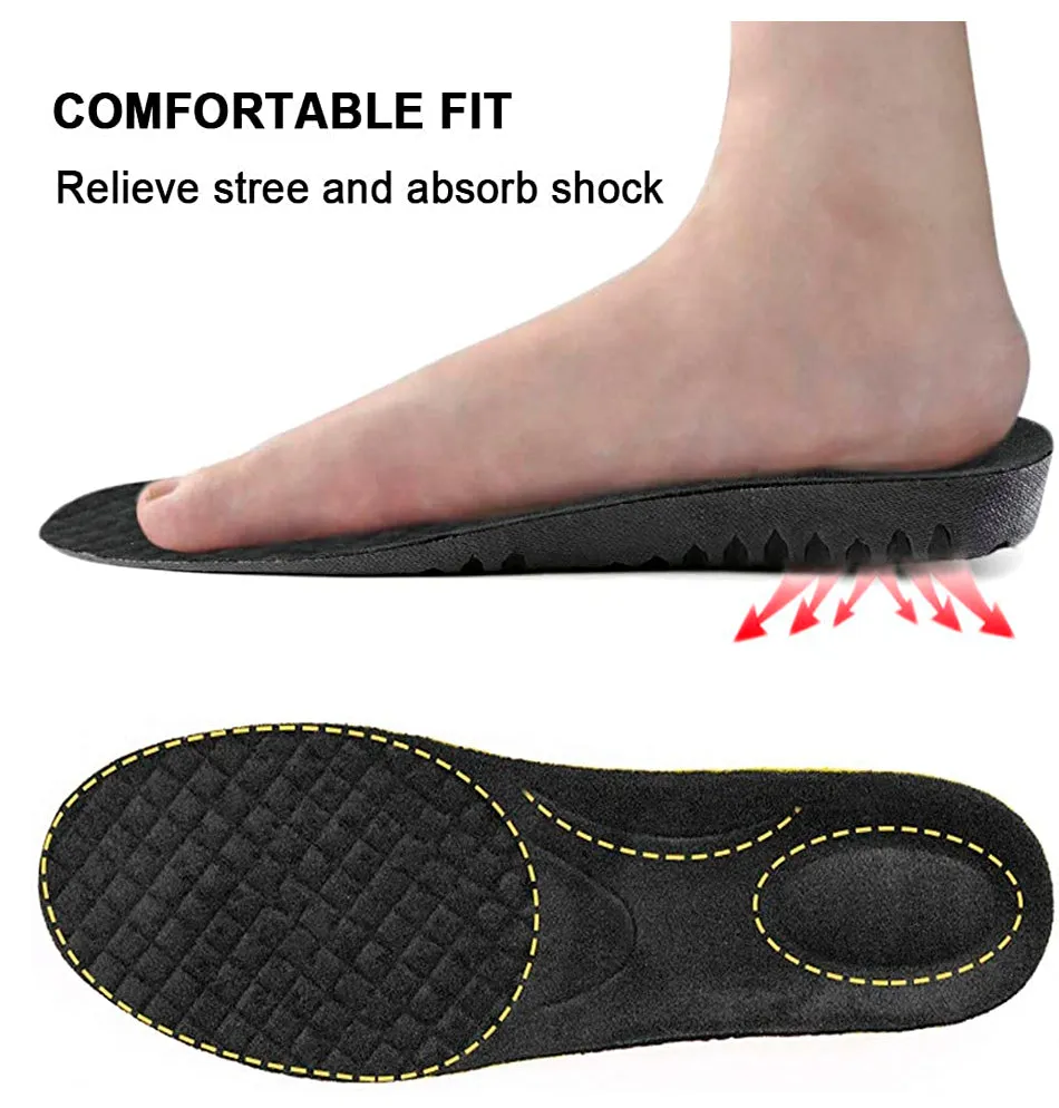 Ailaka Elastic Shock Absorbing Height Increasing Sports Shoe Insoles, Color Black