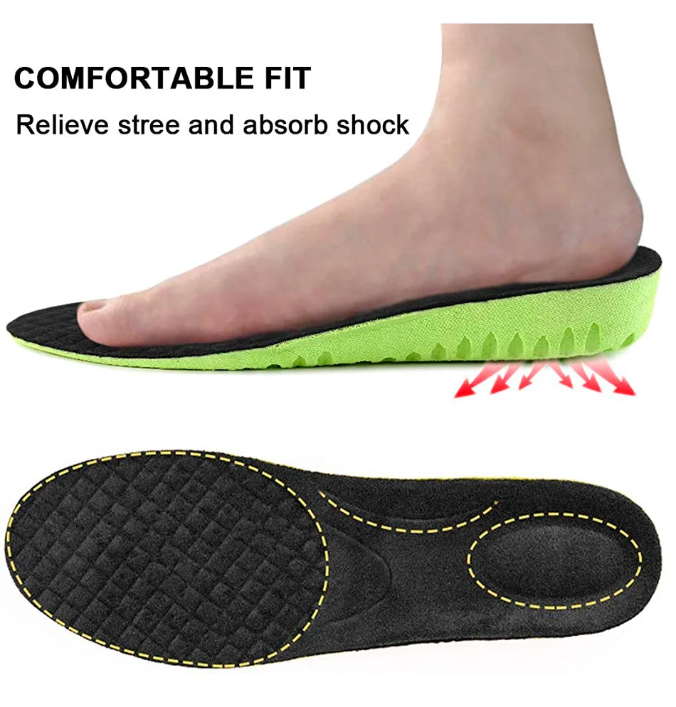 Ailaka Elastic Shock Absorbing Height Increasing Sports Shoe Insoles, Color  Green