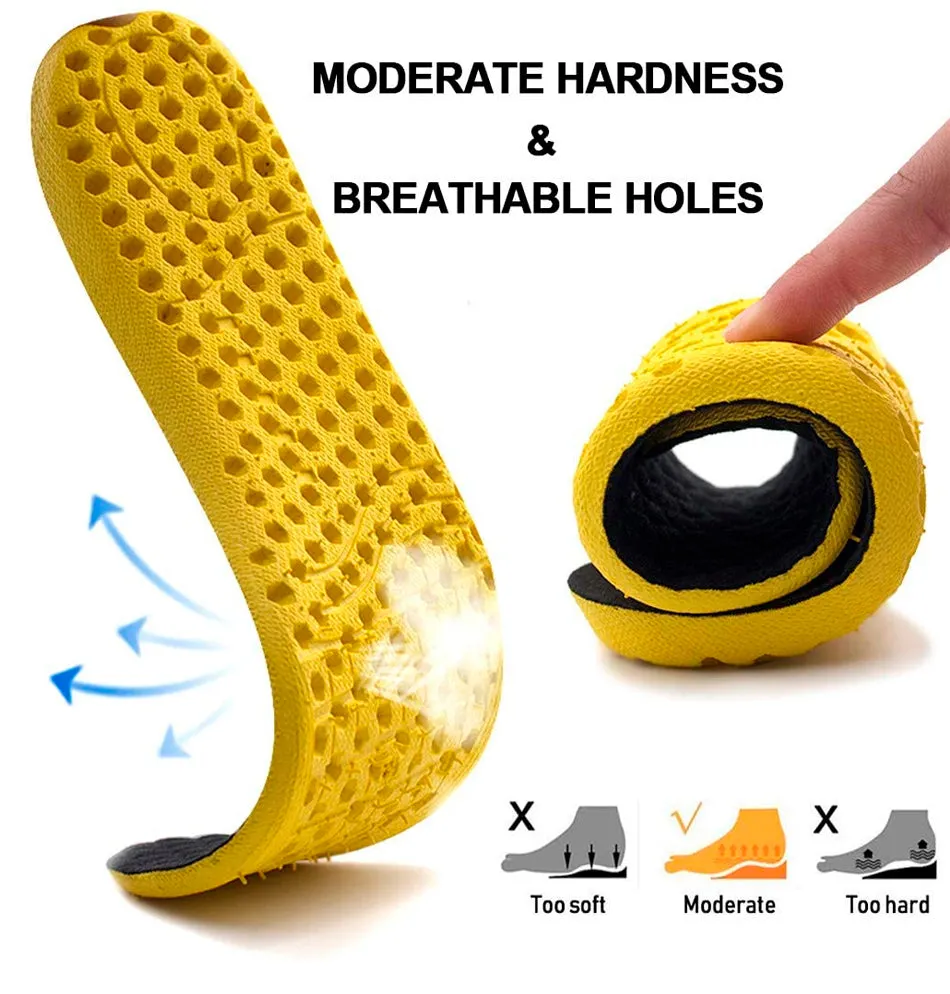 Ailaka Elastic Shock Absorbing Height Increasing Sports Shoe Insoles, Color Yellow