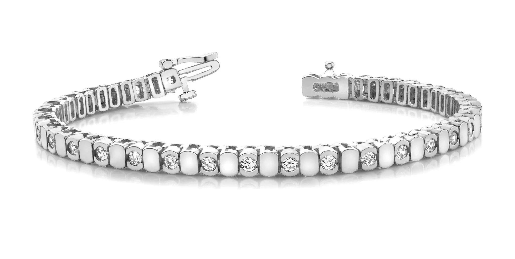 Alternating Bezel Diamond Bracelet with 3.96 ct.(finished) 3.75mm