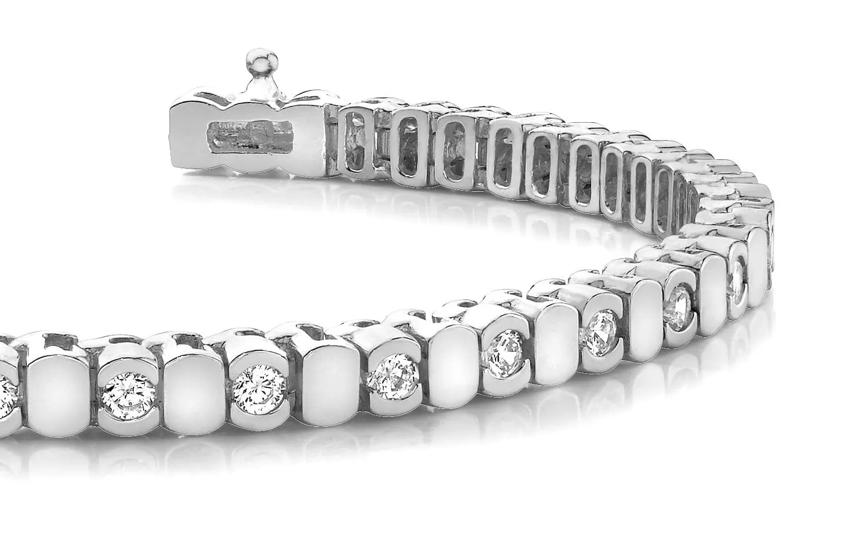 Alternating Bezel Diamond Bracelet with 3.96 ct.(finished) 3.75mm