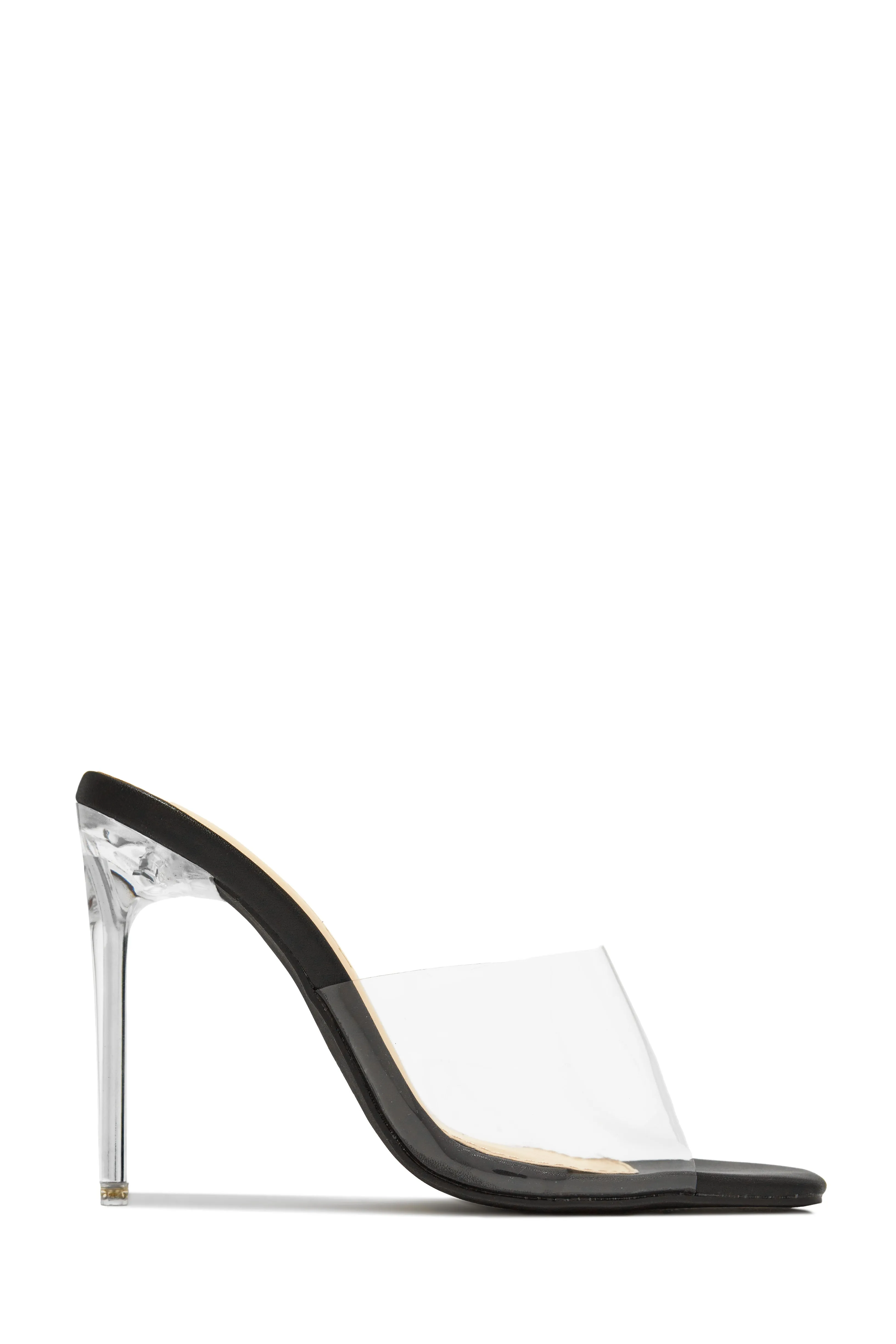 Amerie Clear High Heel Mules - Silver