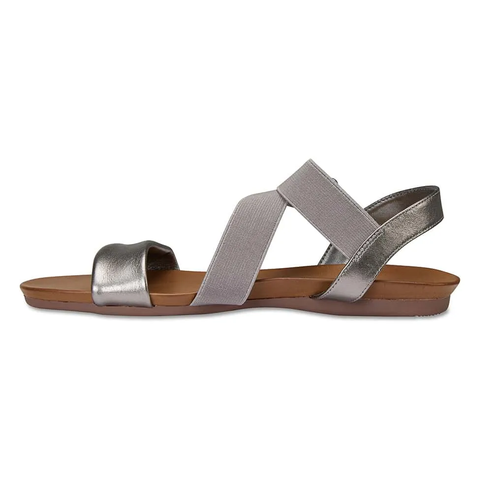 Amity Sandal in Pewter Leather