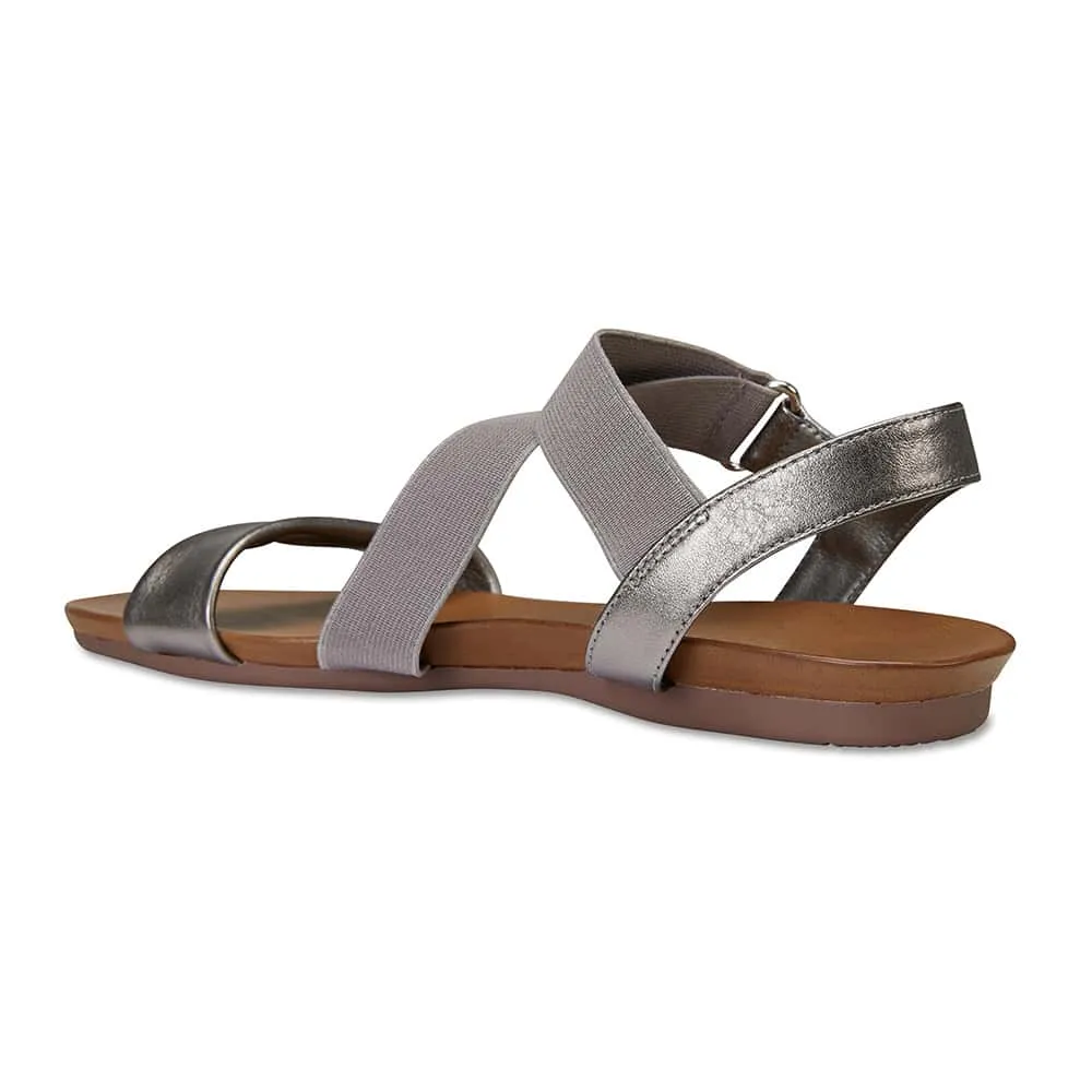 Amity Sandal in Pewter Leather