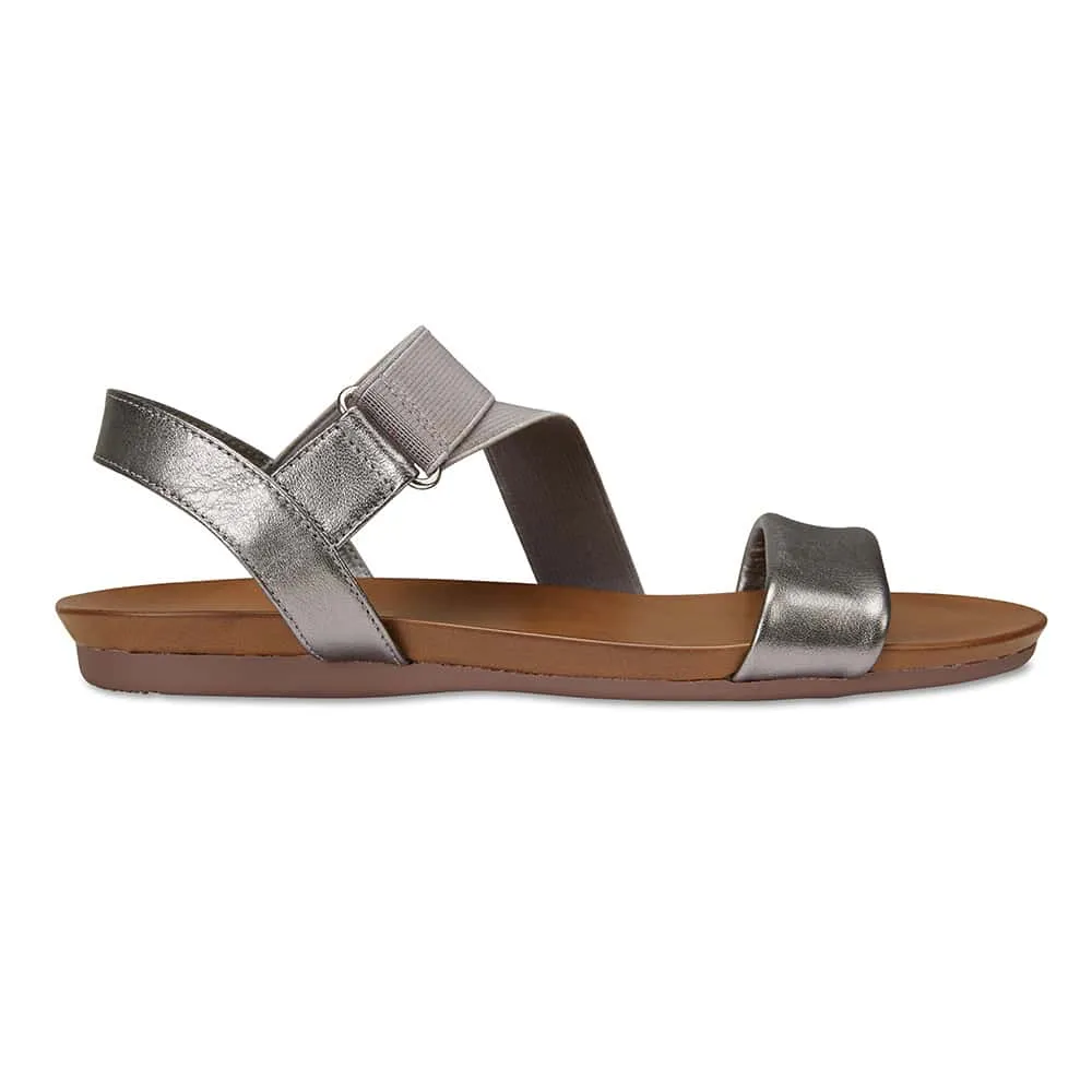 Amity Sandal in Pewter Leather