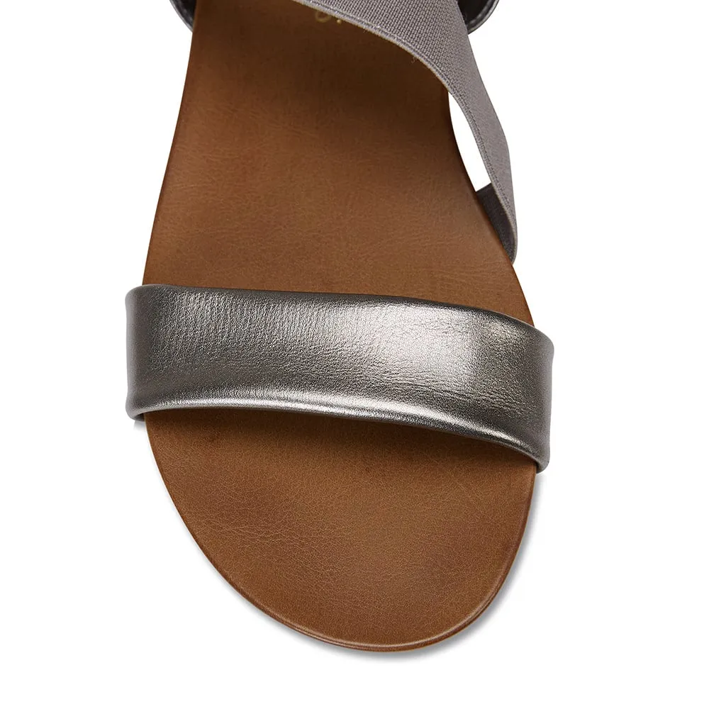 Amity Sandal in Pewter Leather