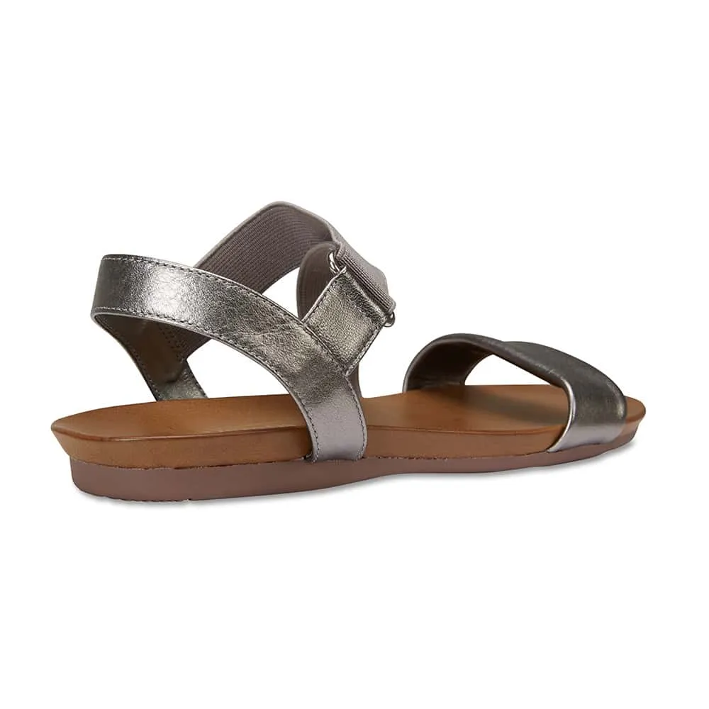 Amity Sandal in Pewter Leather