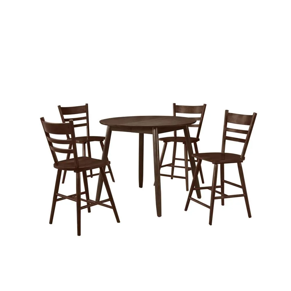 Arno Counter Height Dining Set 5pcs Dark Brown