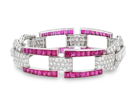 Art Deco Burma Ruby Bracelet, 18.00 Carats