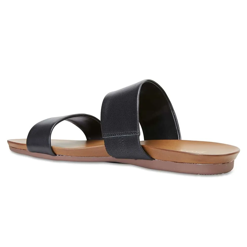 Aruba Slide in Black Leather