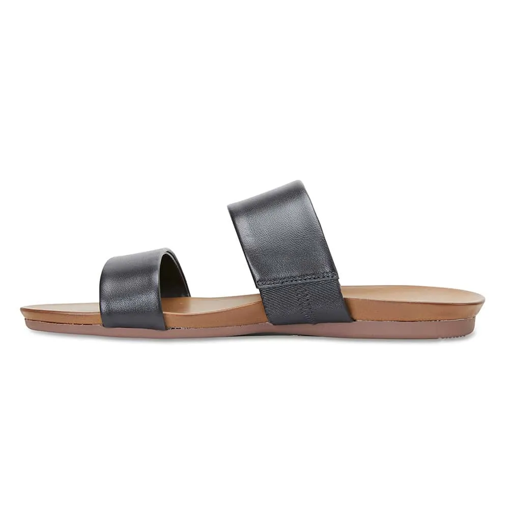 Aruba Slide in Black Leather