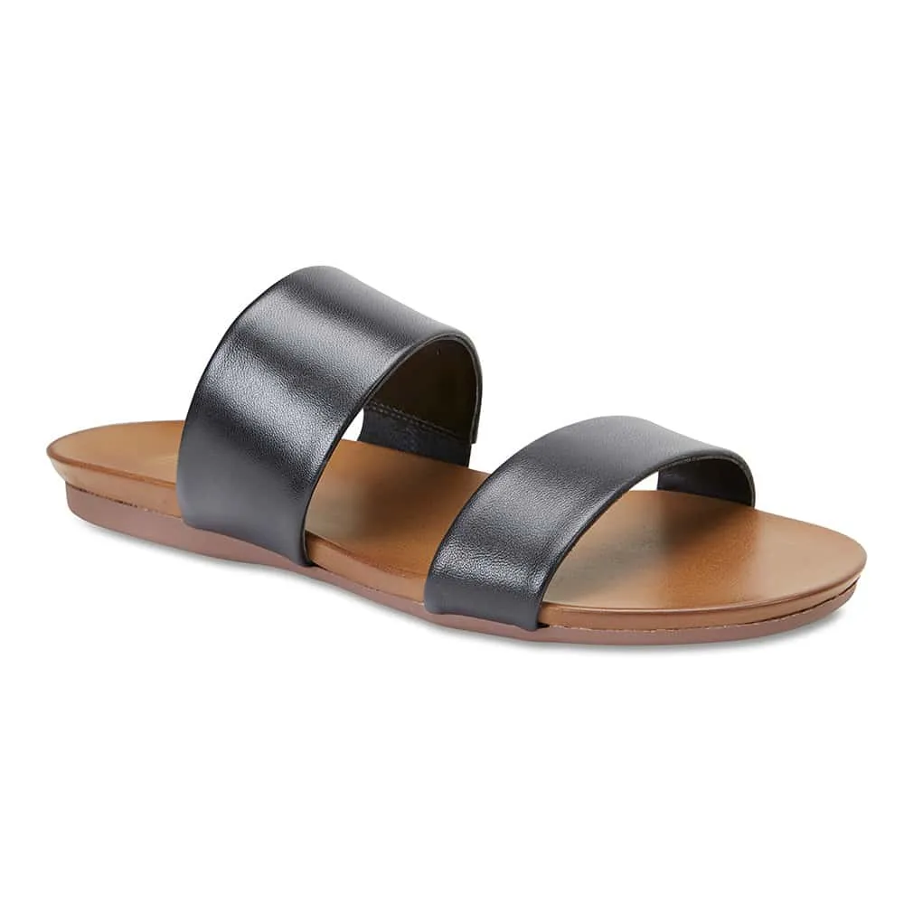 Aruba Slide in Black Leather