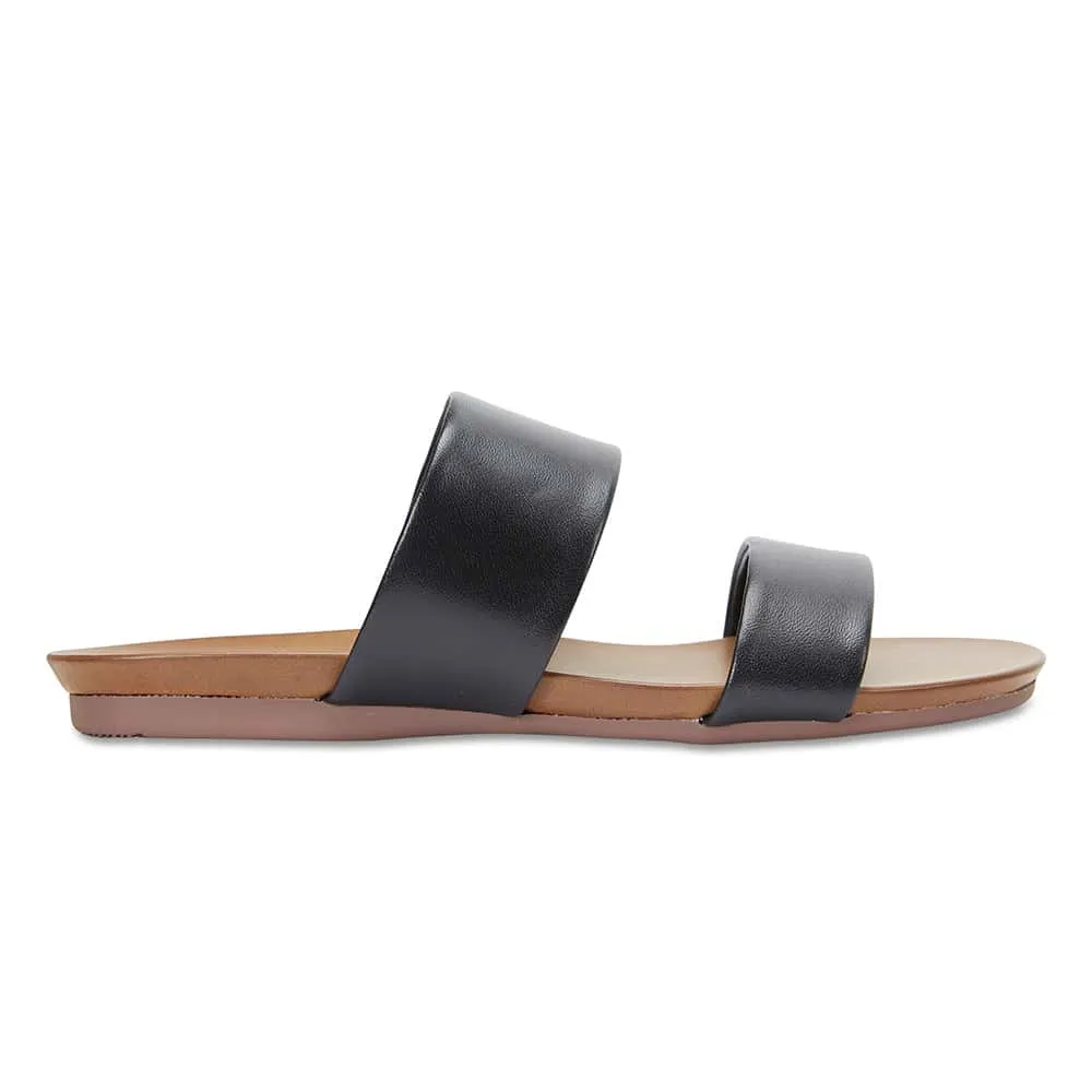 Aruba Slide in Black Leather