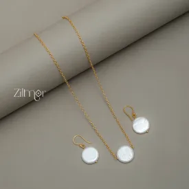 AS101228 - Simple Pearl pendant Necklace set