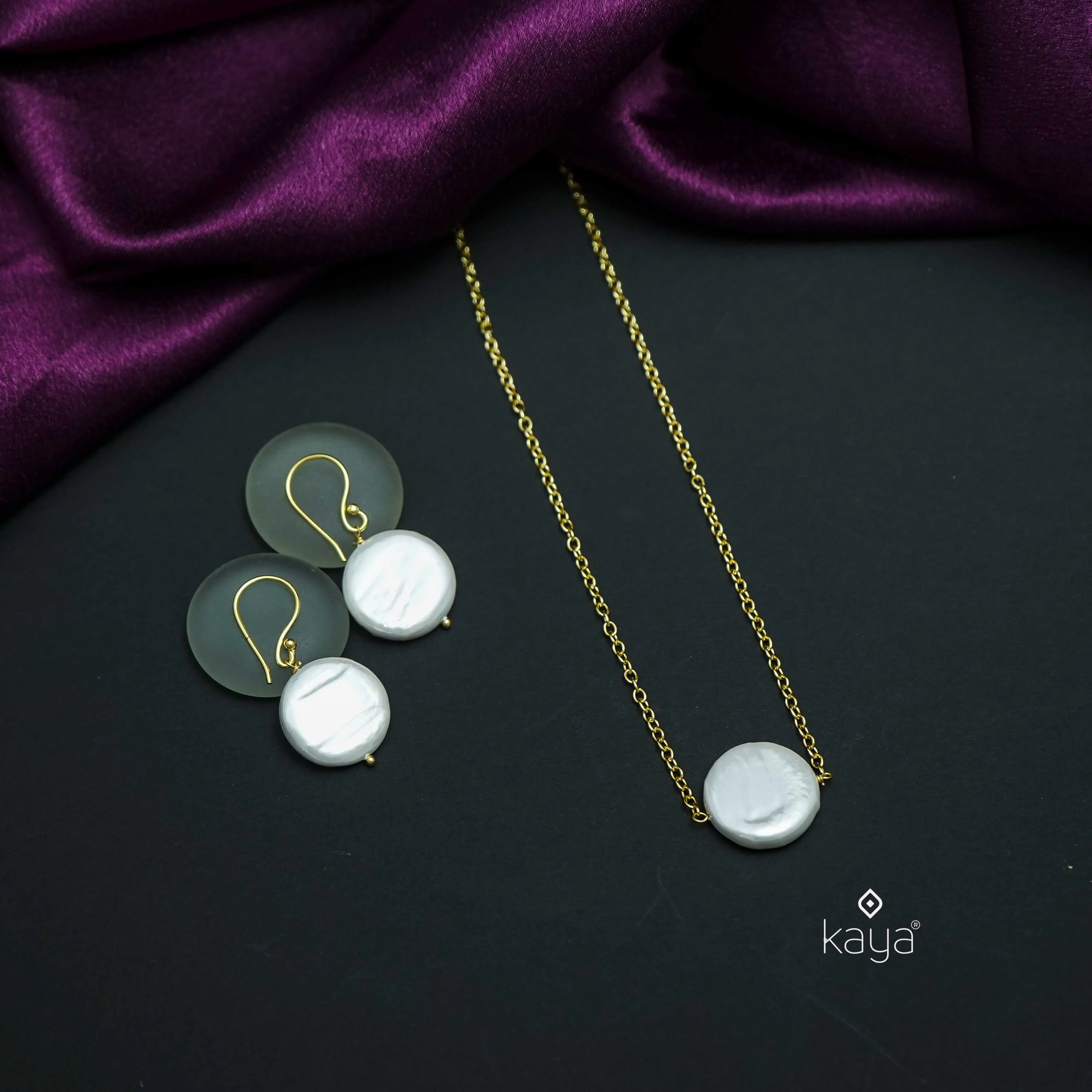 AS101228 - Simple Pearl pendant Necklace set