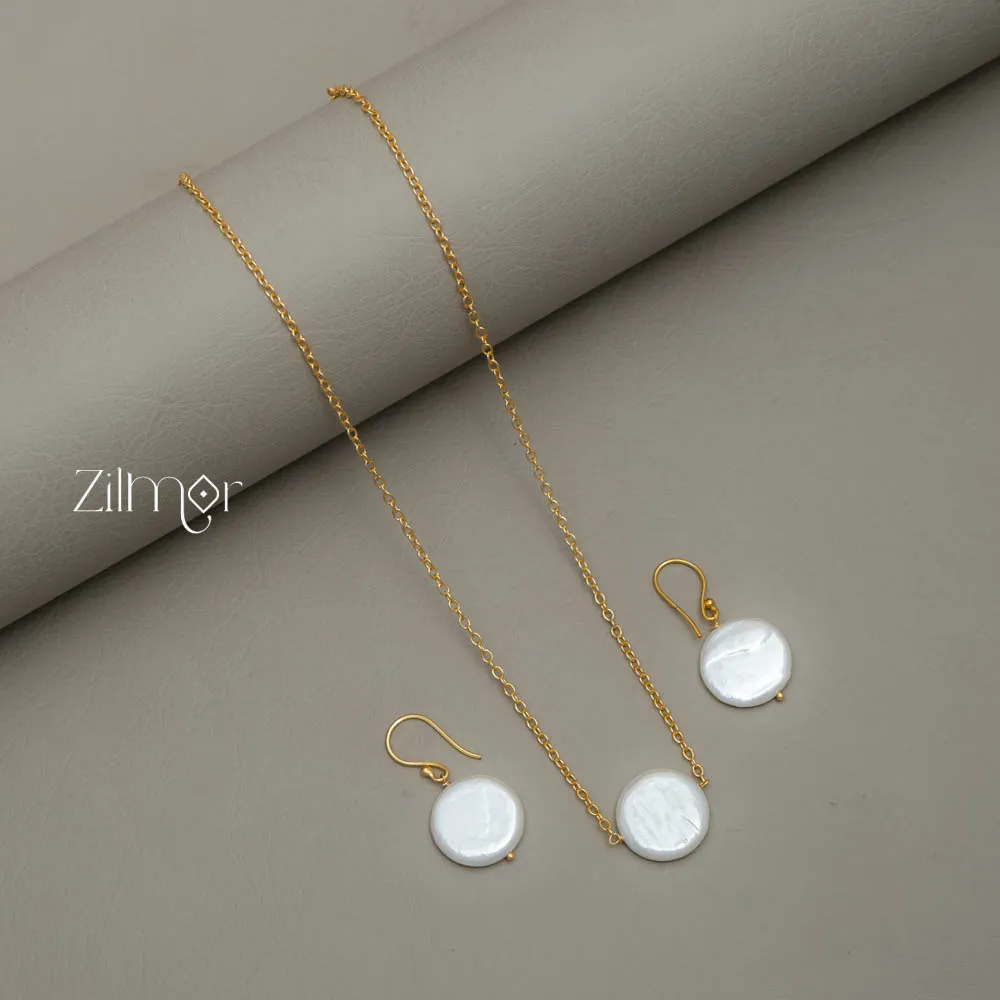 AS101228 - Simple Pearl pendant Necklace set