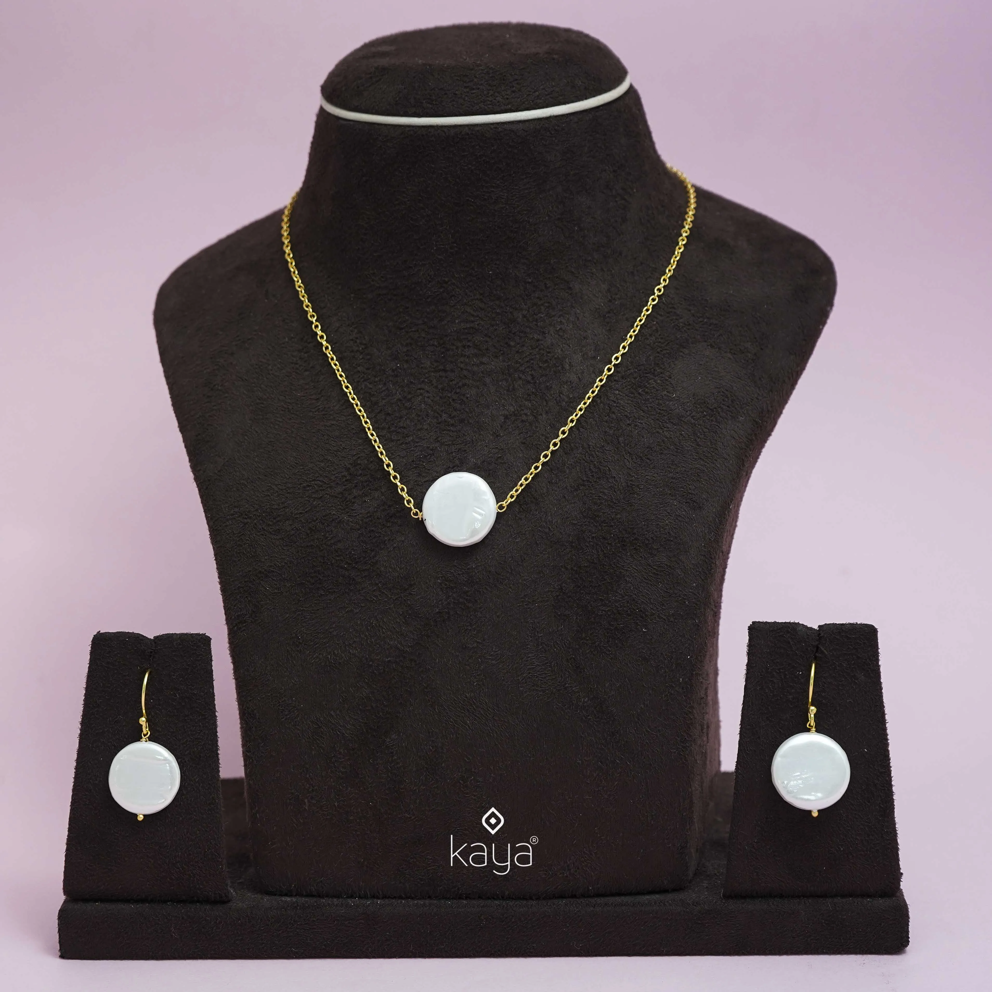 AS101228 - Simple Pearl pendant Necklace set