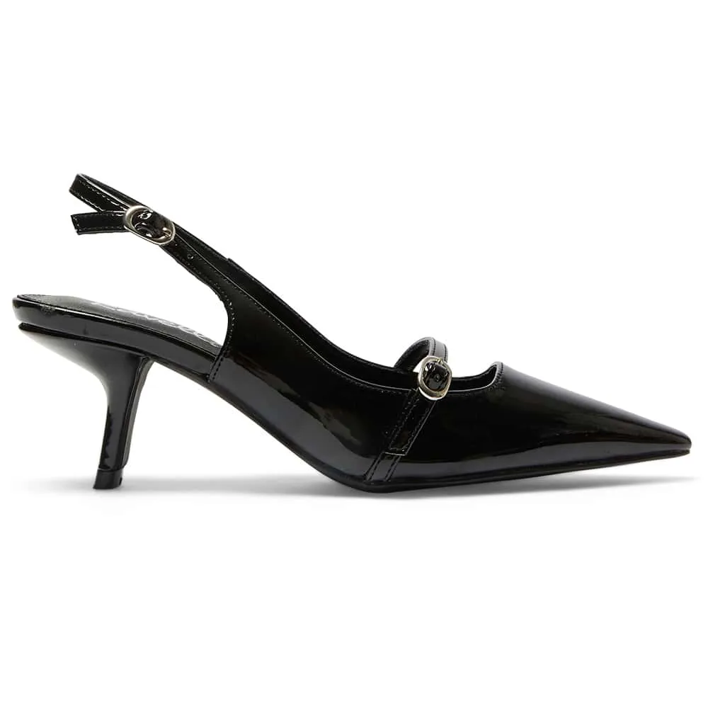 Ashley Heel in Black Patent