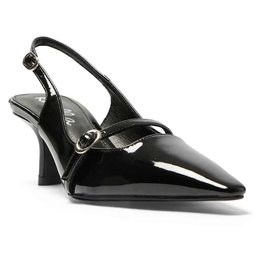 Ashley Heel in Black Patent