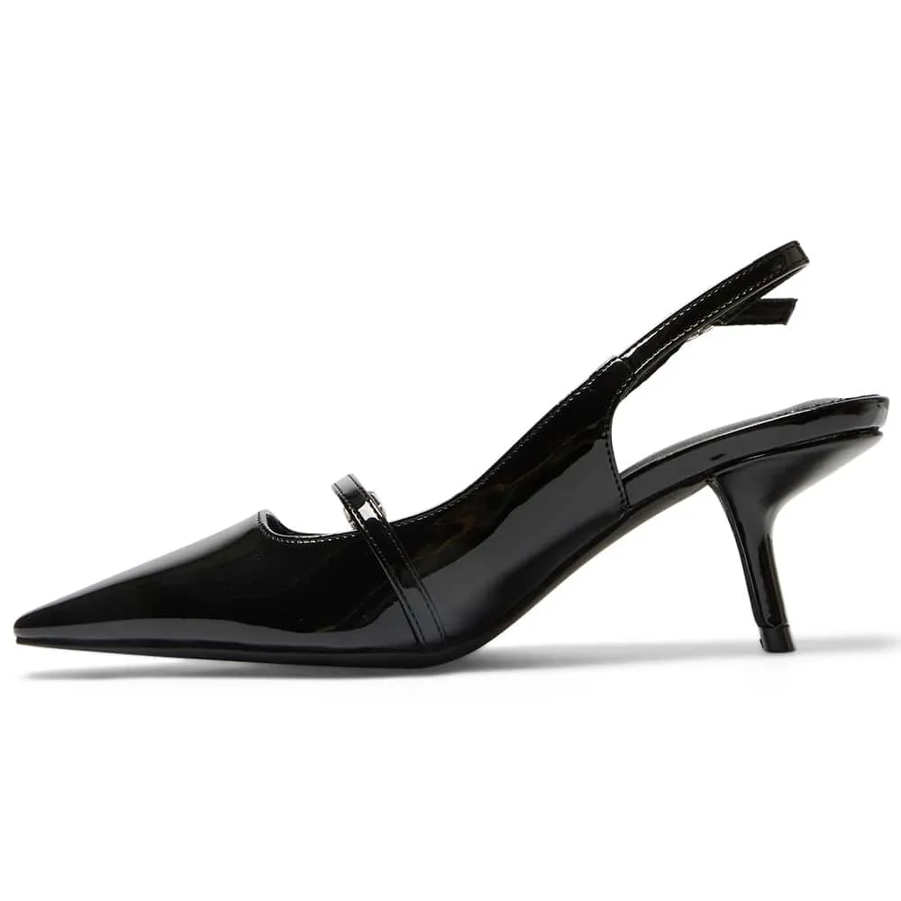 Ashley Heel in Black Patent